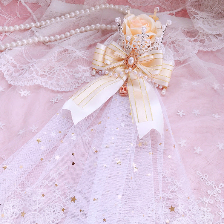 Christmas Lolita Crown Handmade Headpiece Gorgeous Hanamaru Shirayukihime Tea Party Lolita Hair Accessory Elegant Flower Bride