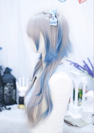 Dalao Home - Dalao - Natural Lolita Long Curly Gray Blue Wigs