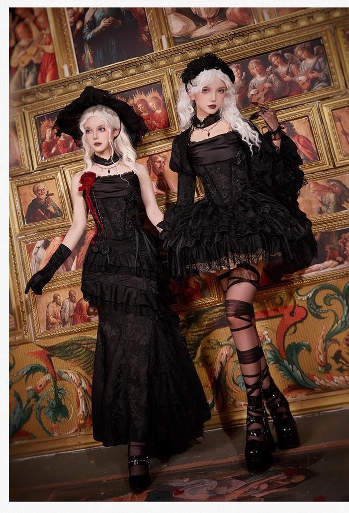 With PUJI - Twilight - Black Gothic Lolita Skirt Set, Witch-Inspired