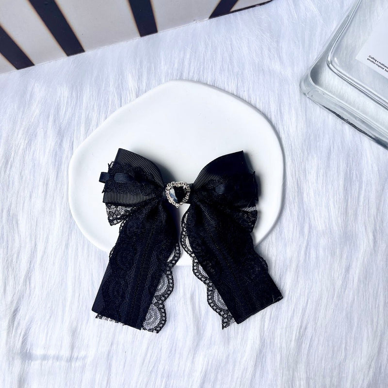 Handmade - Braided Lace Bow - Brooch or Hair Clip - detail view 7