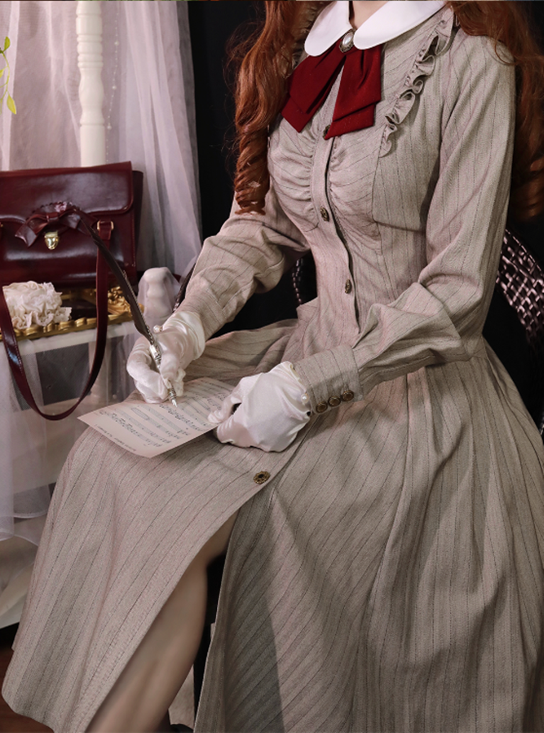 Forest Wardrobe - Winter Lolita Classic Front Open - Stripe OP OP Dress
