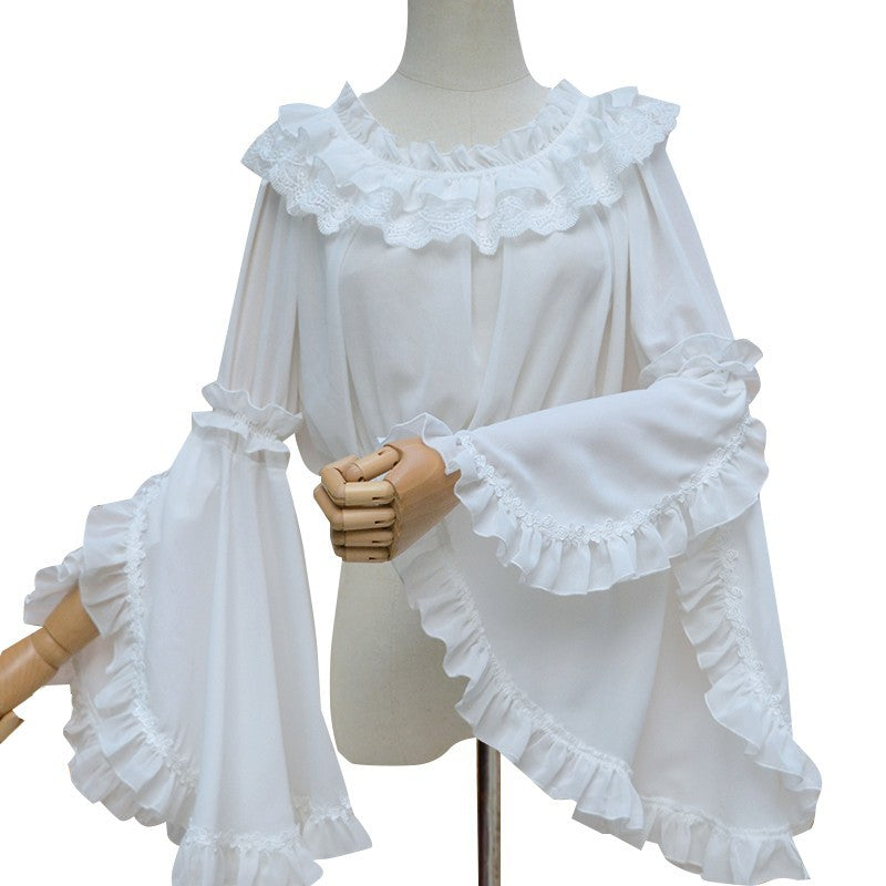 Zhijinyuan Lolita Princess Sleeve Chiffon Inner Top | Boat Neck 3/4 Sleeves Camisole - Lolita Fetch