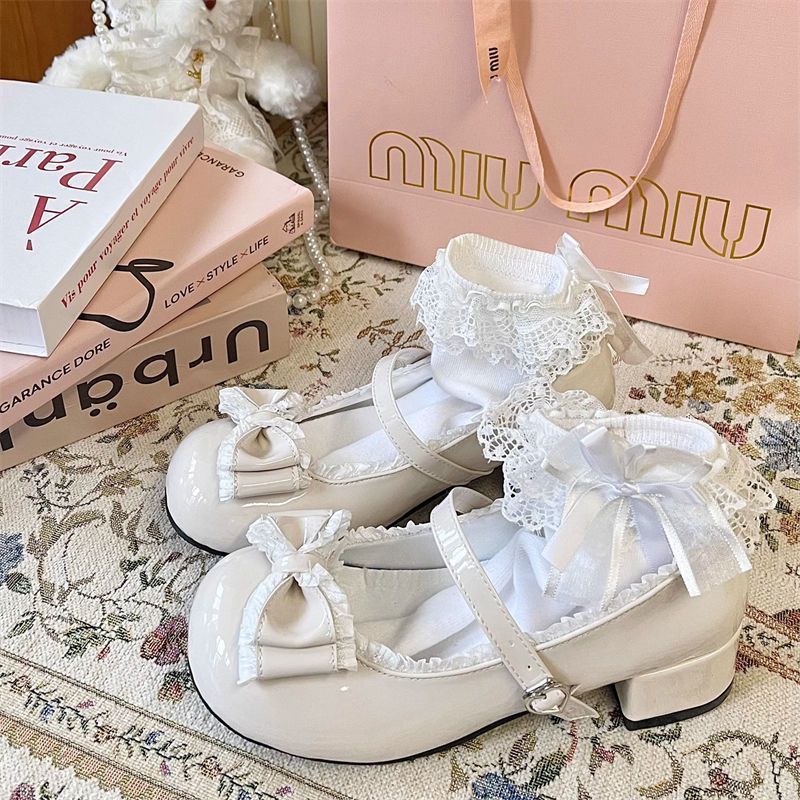 Cute Mary Jane Flat Shoes |  JK Round-Toe Bow Lolita  Flats