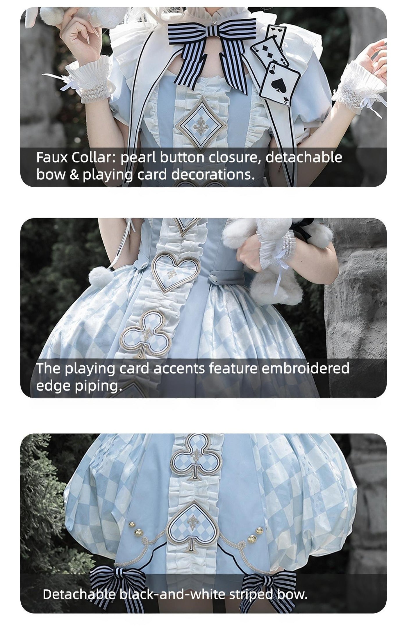 Letters from Unknown Star - For Alice - Doll-like Lolita Jacquard OP Dress Set, Elastic Bubble Hem