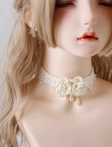 Xiaogui - Elegant Lolita Lace Camellia - Necklace Neckwear