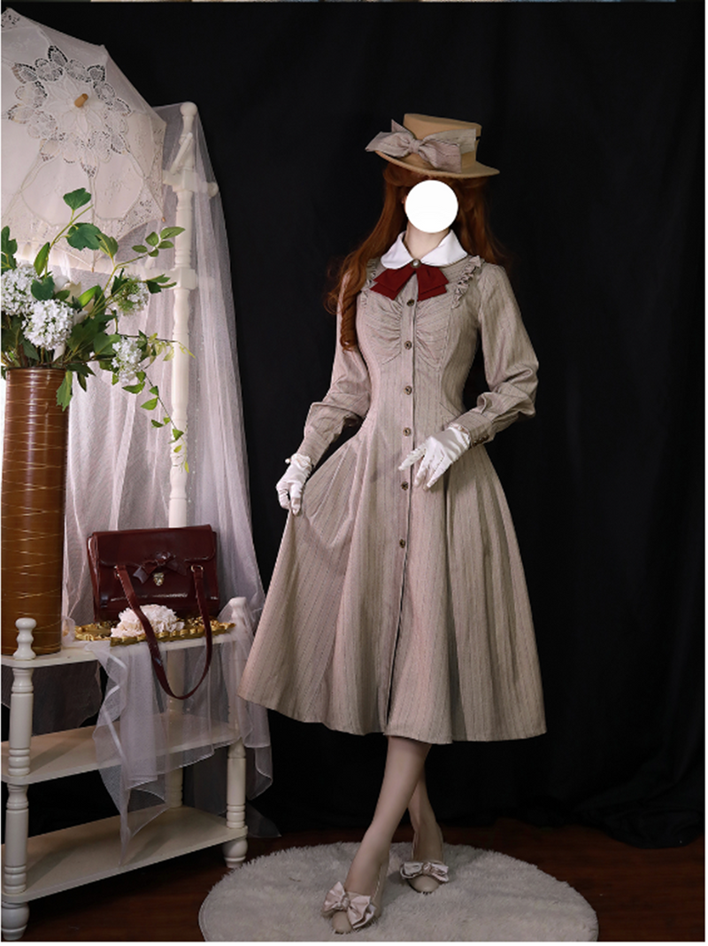 Forest Wardrobe - Winter Lolita Classic Front Open - Stripe OP OP Dress