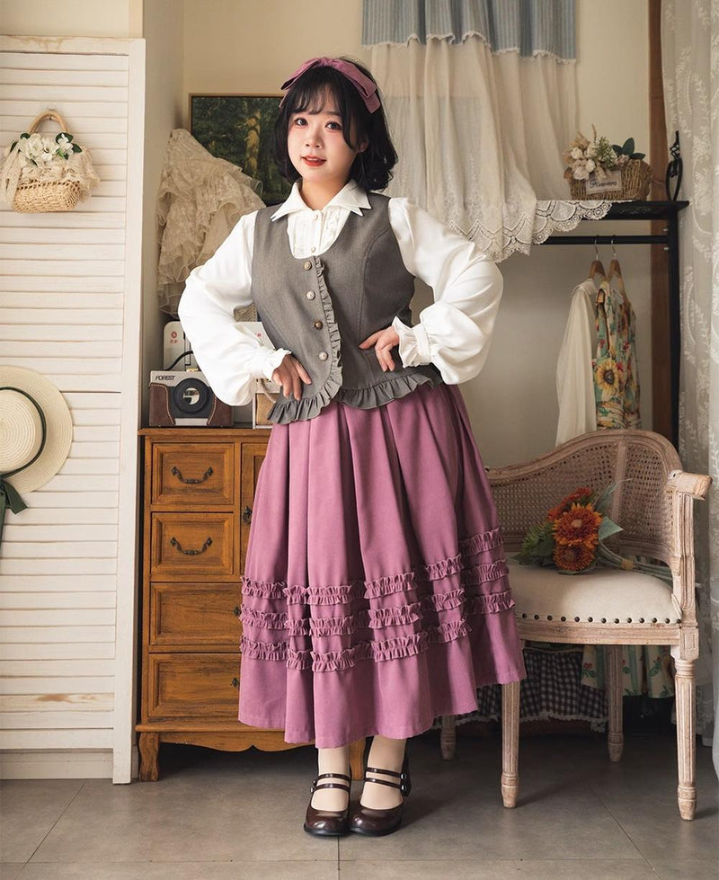 Forest Wardrobe - Forest Basket - Elegant Lolita Skirt Mushroom Edge Skirt Retro Classic