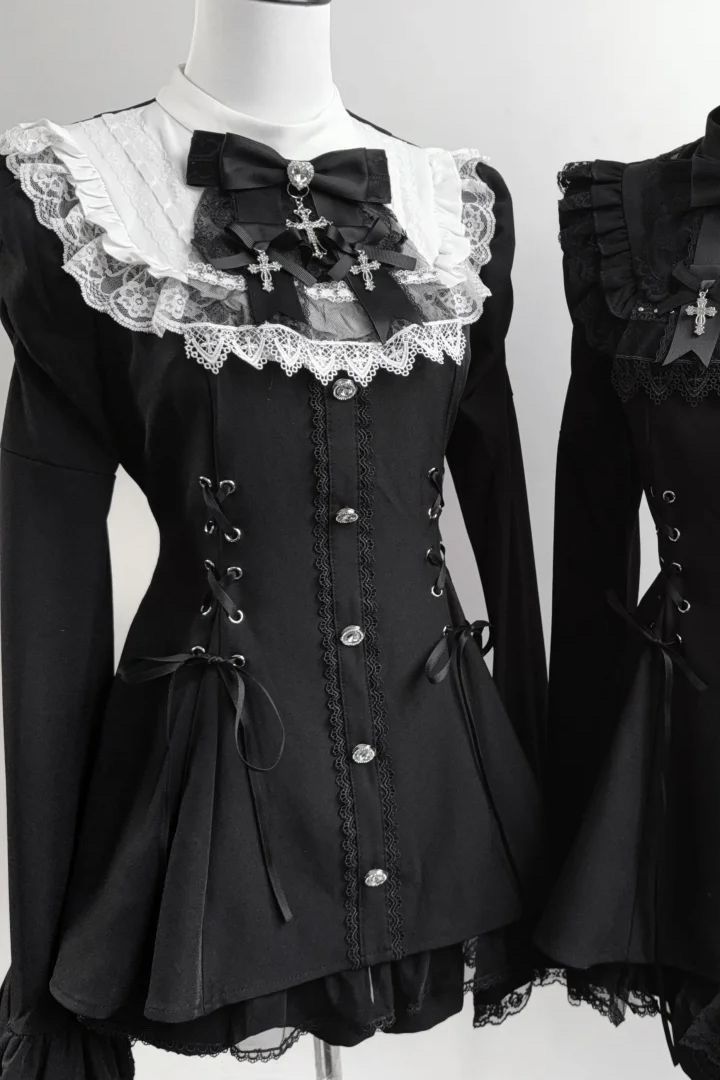 1st Anniversary - Midnight Bow - Gothic Lace Mini OP Dress - product image 2