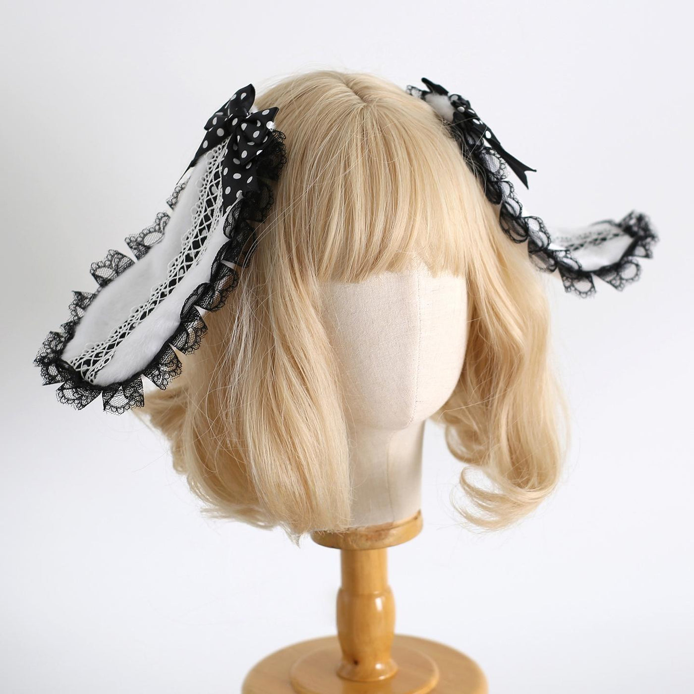 Xiaogui - Polka Dot Lolita Headdress - Detachable Bunny Ear Headwear