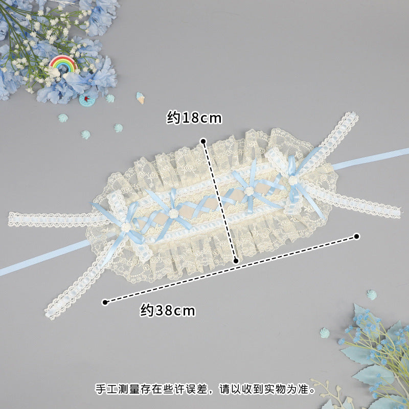 Vintage Rose Handmade Classical Doll Style Wide Lolita Small Item Heavy Embroidery Lace Headband