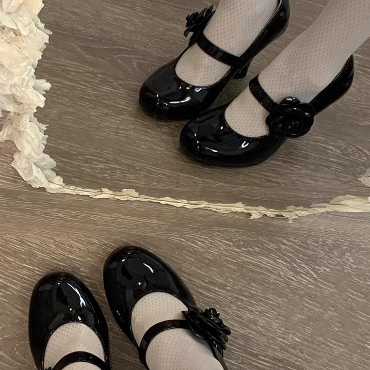 Bingo Lulu - Retro Sweet - Sweet Lolita Mary Jane high-heel shoes with a leather rose buckle - product detail 5