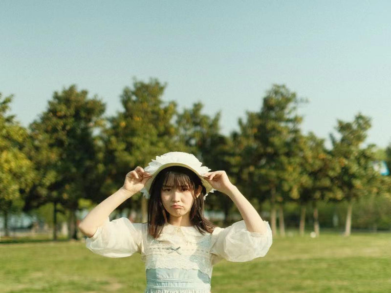 Mori Straw Sun Hat Bow and Flower Trim