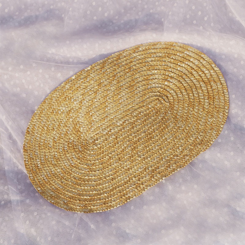 Wanqian Original Straw Hat Flat Hat Lolita Handmade Tea Party Pastoral Bonnet French Retro Photo Bntbb Hat