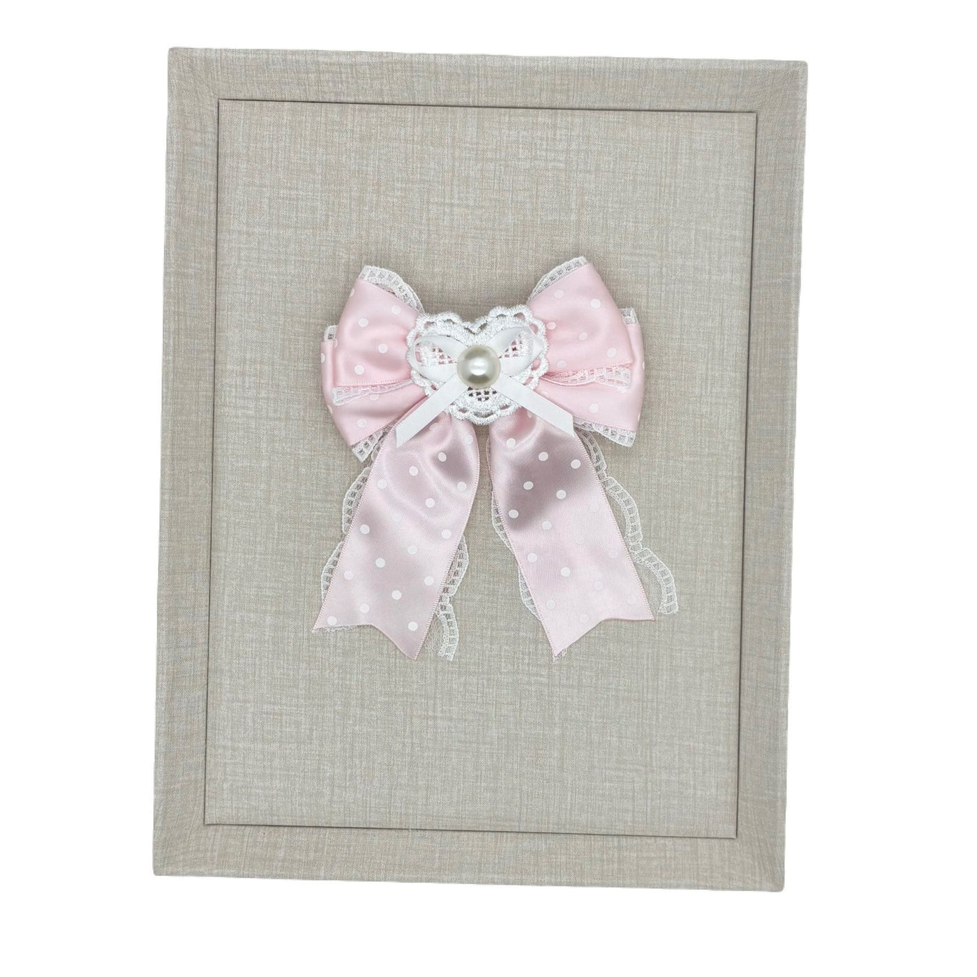 Handmade - Sweetheart Polka Dot - Crystal Lace Bow Brooch - detail view 11