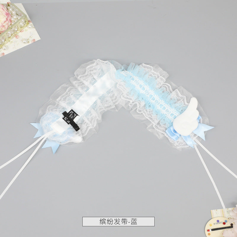 Handmade Lolita Bow Lace Hairband - Comic Exhibition Cosplay Hair Clips