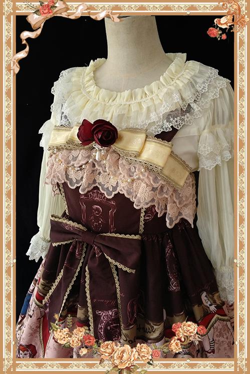 Doll House - Sweet Lolita Accessory Bow Rose Brooch Apricot red roses