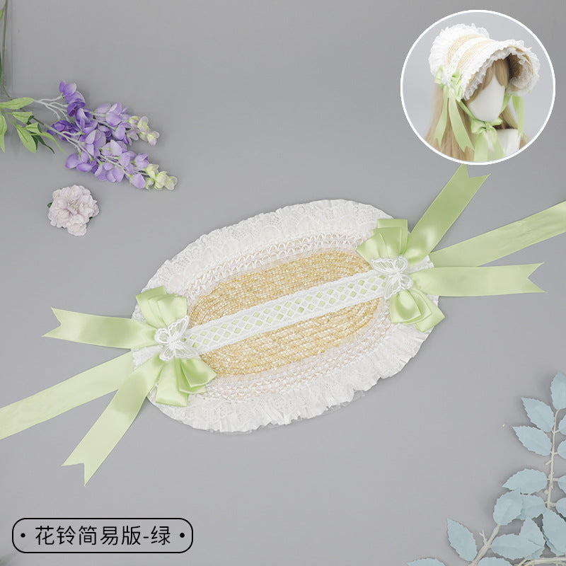 Lolita Hat Flower Bell Handmade Bonnet Multi-color BNT Original Design Pastoral Style Lolita Straw Hat for Women