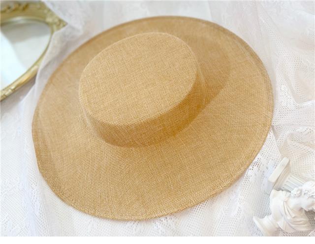 Handmade - Linen Flat Top Blank Lolita Hat - Structured linen boater