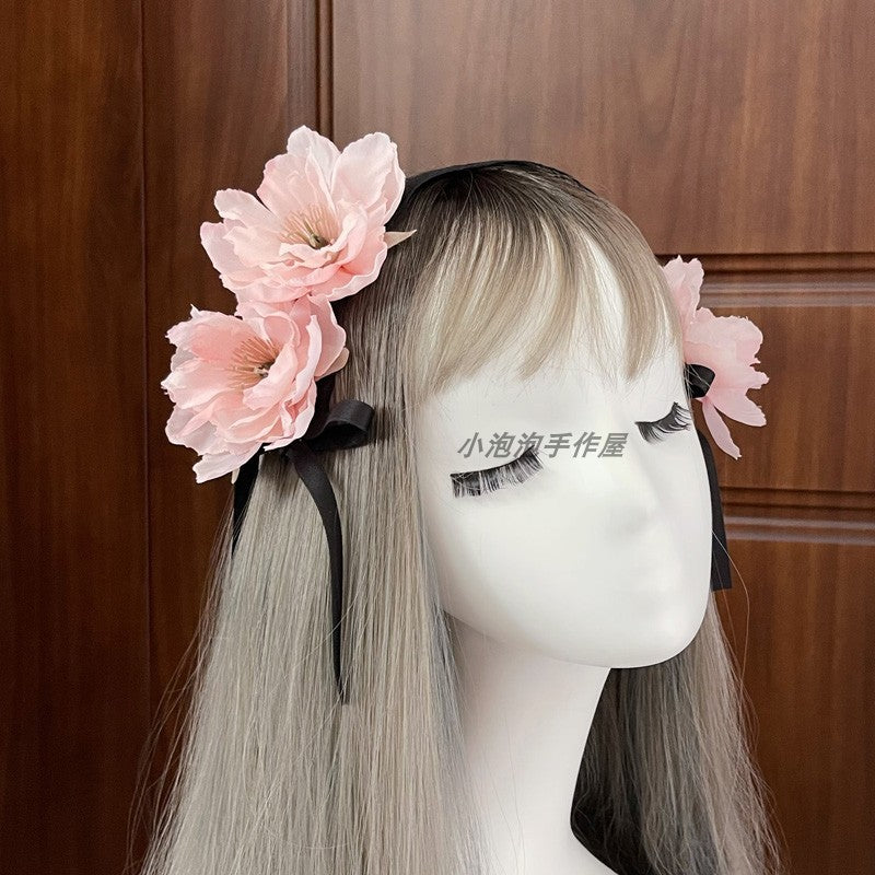 Soft Girl Lolita Lace Headband Bow KC Flower Hair Accessory Lo Girl Cosplay Versatile Sweet Hair Ornament