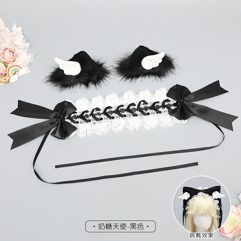 Cat Ear Hair Clip Cat Ear Hairband Bowknot Hair Accessory Comic Con Costume Cute Girl Hair Ornament Lolita Multi-use Pair Clip - Lolita Fetch