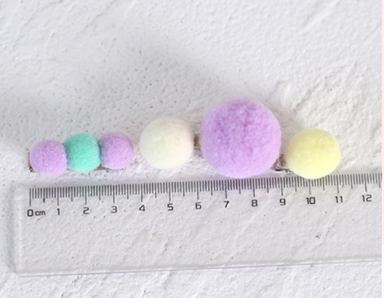 Xiaogui - Bared Sweet Lolita Accessory Pink - and Blue Pompom Hair Clip Headwear