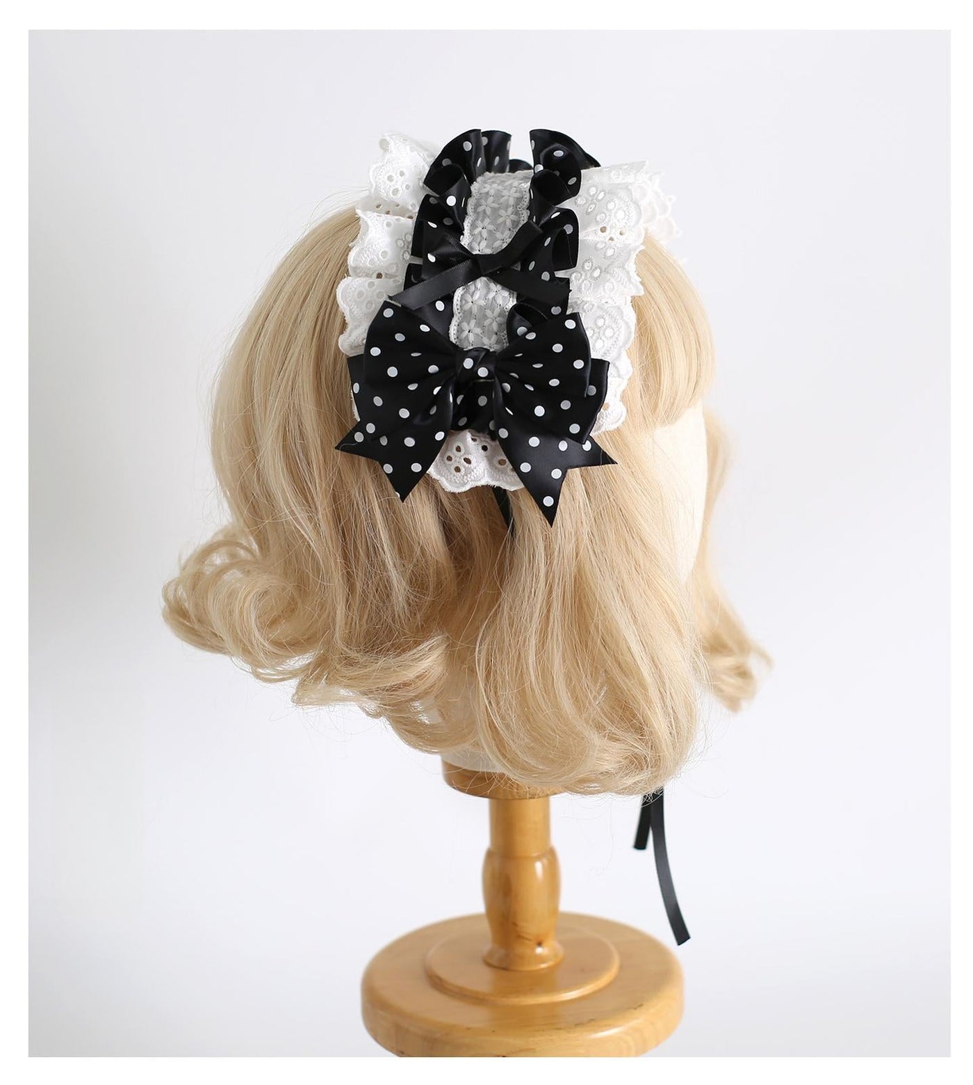 Xiaogui - Polka Dot Lolita Headdress - Detachable Bunny Ear Headwear