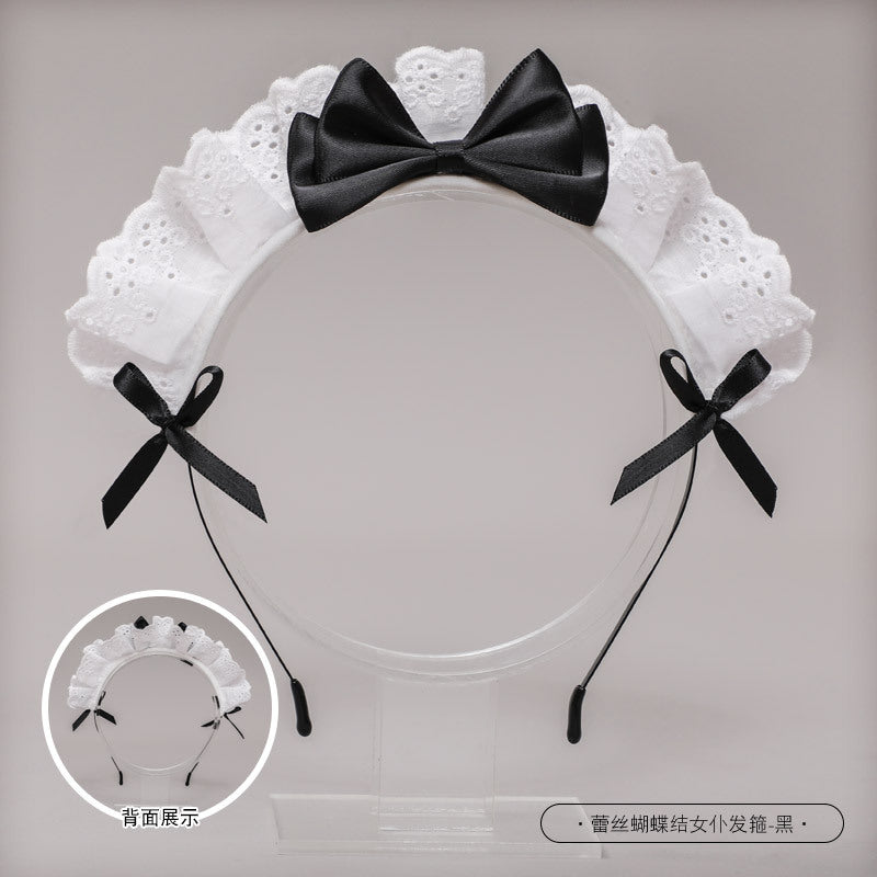 Handmade Japanese Style Lolita Headwear Lolita Hair Accessories Lace Bow Maid Headband - Lolita Fetch