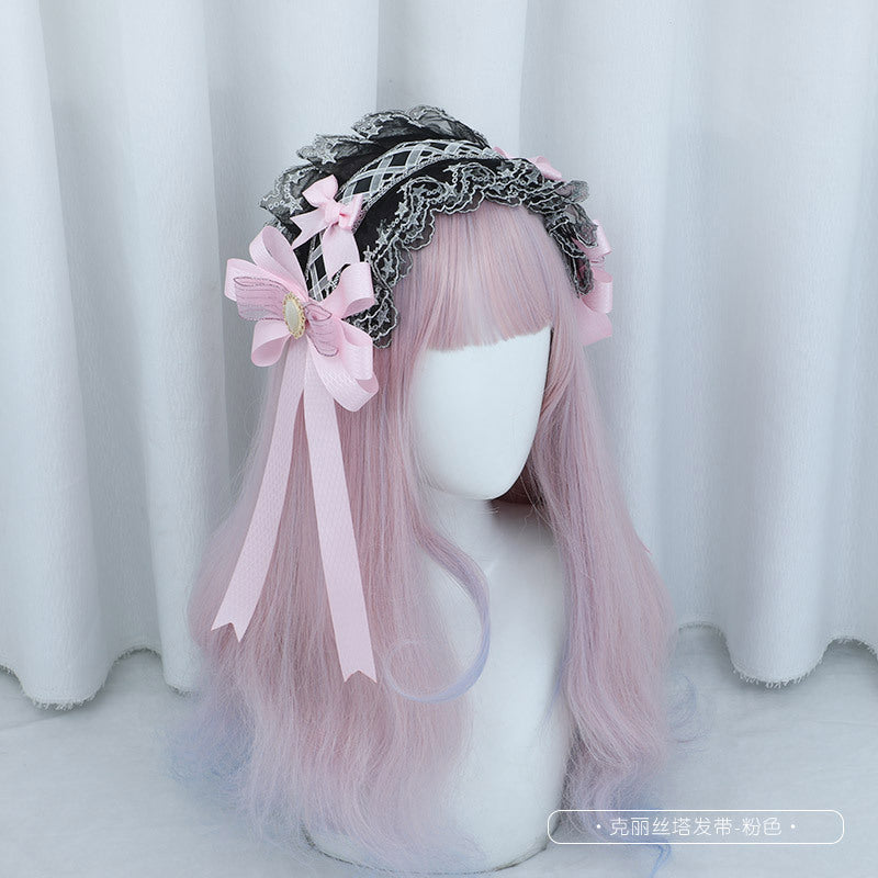 Lolita Hairband Handmade In Stock Krista Bow Lace Ribbon Hair Accessories - Lolita Fetch