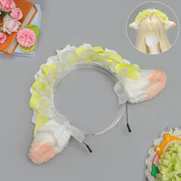 Mie Mie Jiang - Little Sheep - طوق رأس بأذني خروف وحواف مكشكشة - Mei Mei Sauce Sheep Ear Headband - Yellow