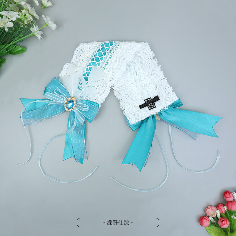Comic Exhibition Girl Lolita Lace Hair Accessories DOLL Style Headband Ribbon Bow Dark Lolita Sweet Hair Accessories - Lolita Fetch