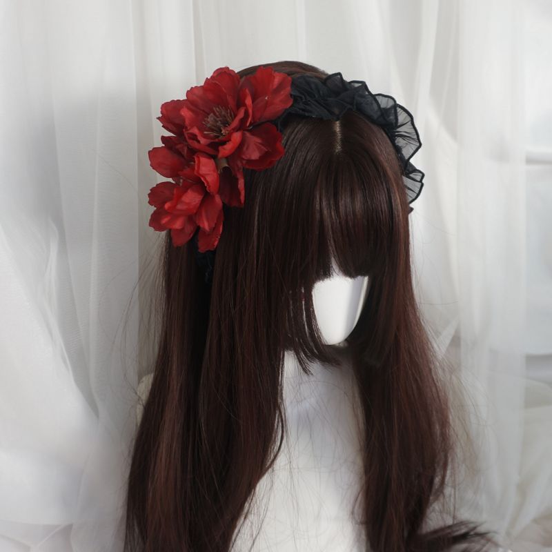 Vintage Elegant Lolita Flower Lolita Headwear Hairband Sweet Cool Gothic Dark Girl Ancient Style Hair Accessories - Lolita Fetch