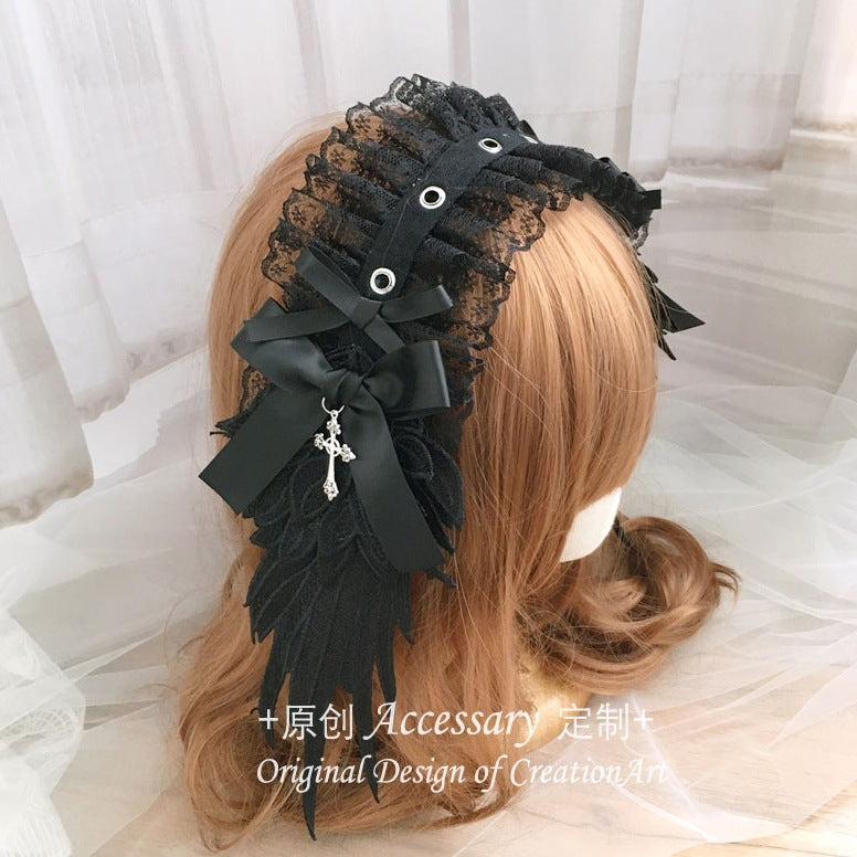 Lolita Gothic Style Dark Angel Wing Headband - Subculture Hot Girl Pun