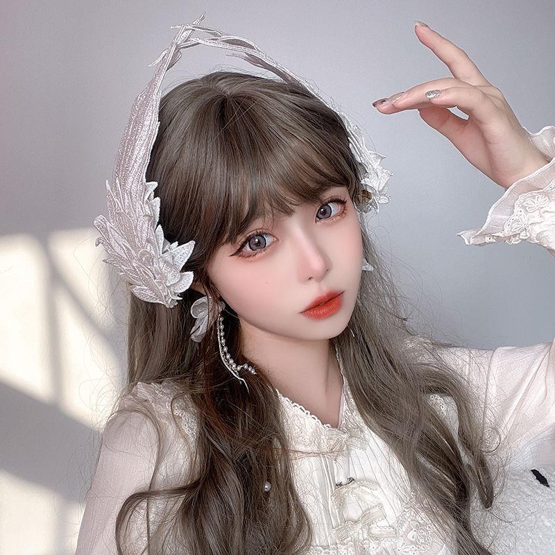Original Design Angel Wings Lolita Feather Black and White Two-tone Embroidered Hair Clip Styling - Lolita Fetch