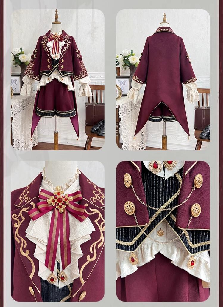Letters from Unknown Star - Heir - Military Ouji Lolita Blouse, Coat & Shorts Set