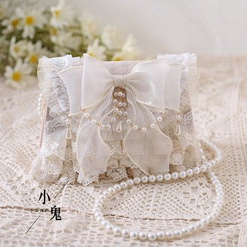 Original Lolita Gentle Girl Lolita Elegant Tea Party Handbag Natural Color Lace Chain Crossbody Bag