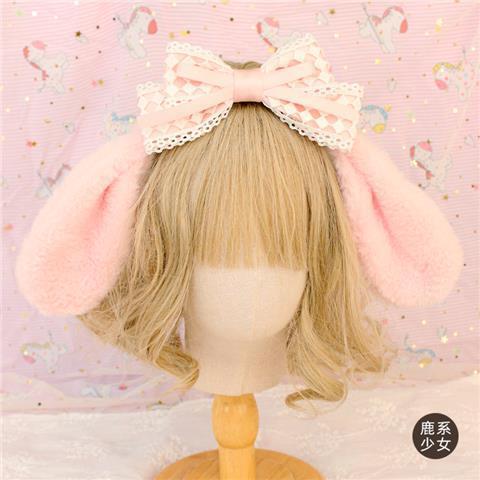 Handmade Sweet My Melody Ear Headband Cute Lace Pink Sweet KC Bow Hair Accessory Lolita Headband