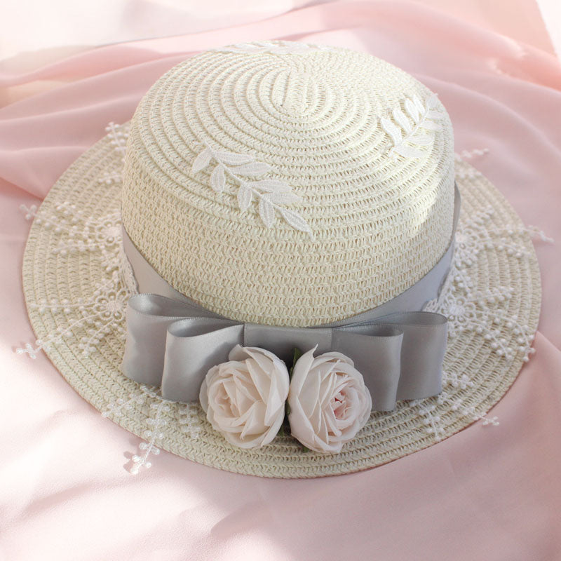 LolitaFetch sun hat with bowknot, elegant straw headdress, versatile fashion accessory, ideal for daily wear and outdoor style.