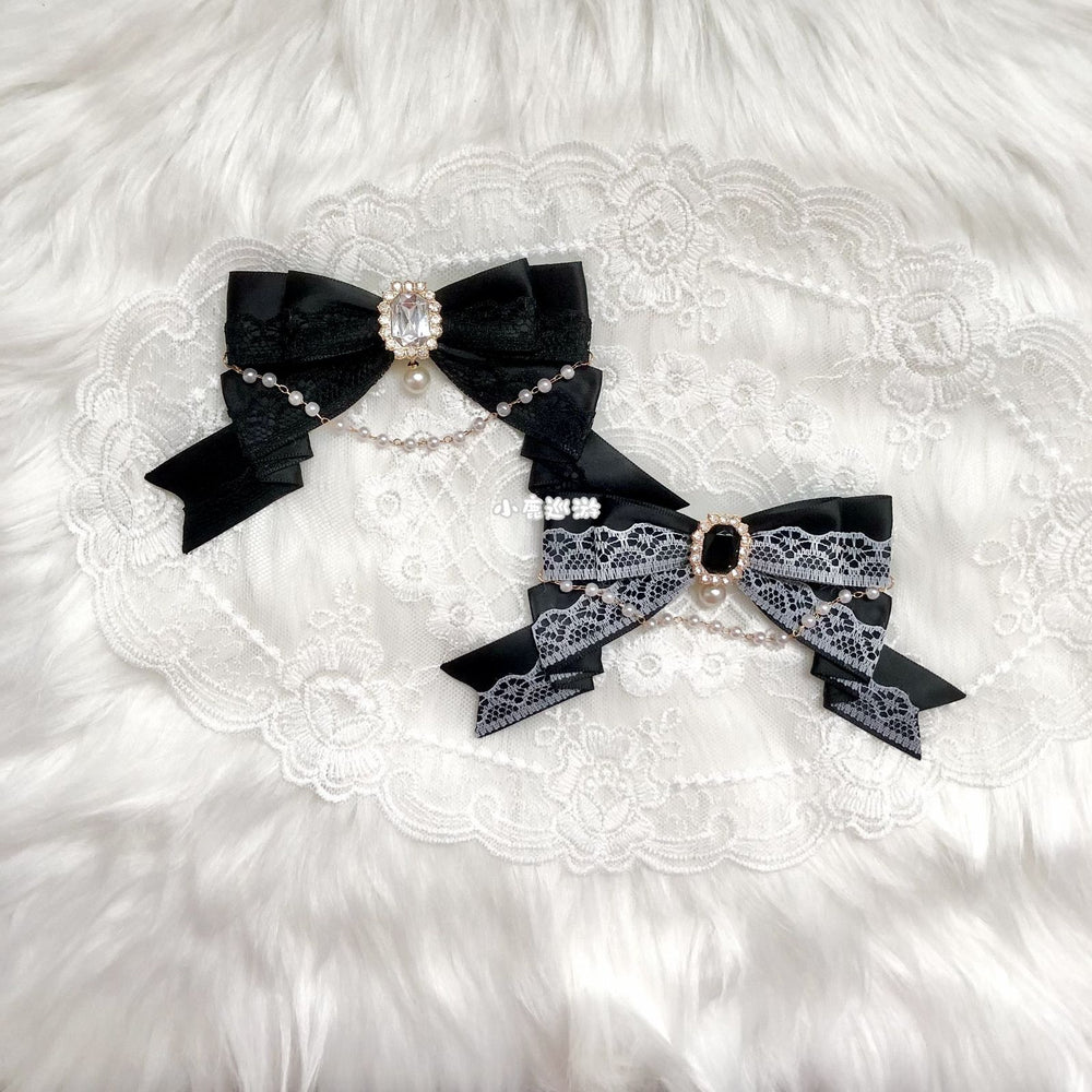 Handmade - Crystal Lace Bow - Clip, Brooch or Bag Charm