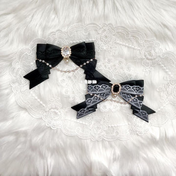 Handmade - Crystal Lace Bow - Clip, Brooch or Bag Charm