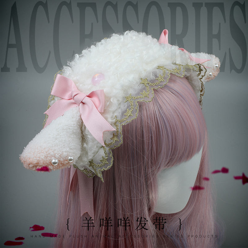 Lolita Sheep Meow Plush Ear Hairband - Party Comic Exhibition - Lolita Fetch