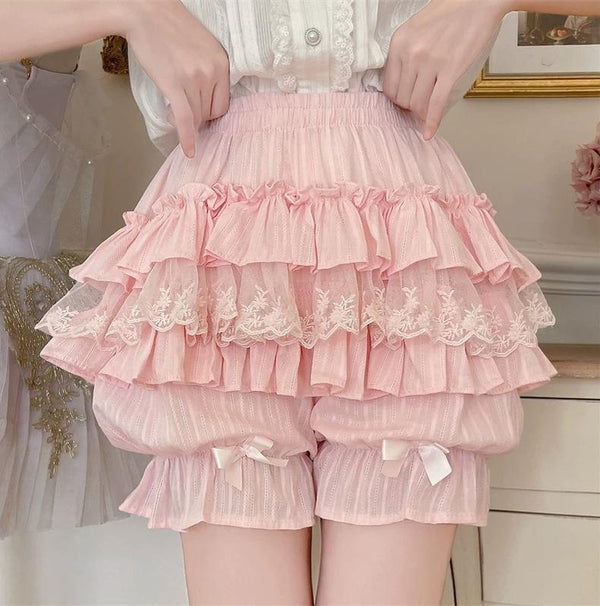 Sugar Girl - Sweet Lolita Cotton Bloomers - Ruffles and Bows Hand Accessory
