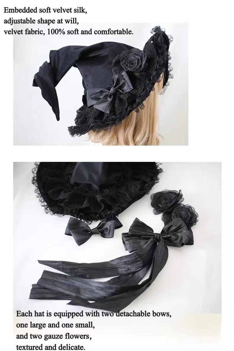 Xiaogui - Halloween Gothic Lolita Witch Hat - Bow Velvet BNT Headwear