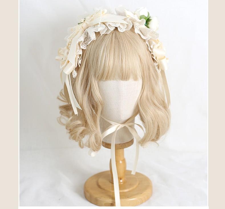 Xiaogui - Sweet Lolita Ivory Lace bow Hair - Accessories Headwear