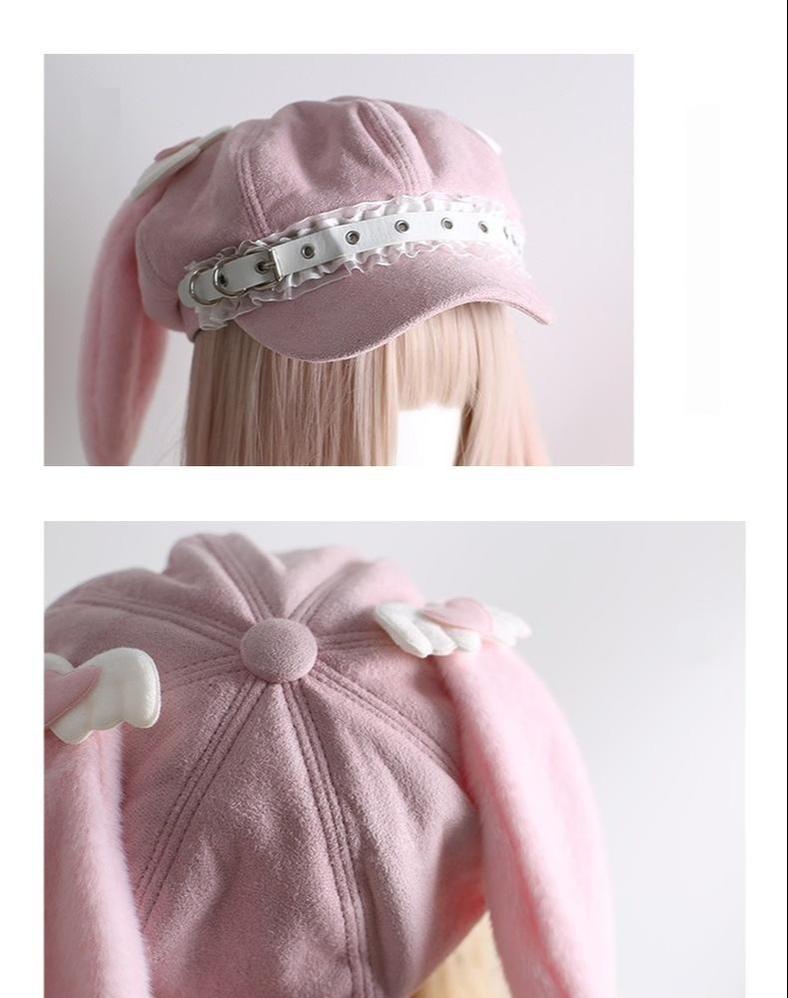 Xiaogui - Kawaii Lolita Hat Daily Baseball - Cap with Detachable Ears Headwear