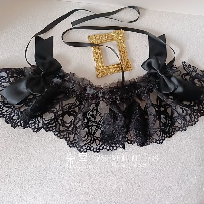 Handmade - Nightfall Retro Black Flower - black Lolita hair accessory
