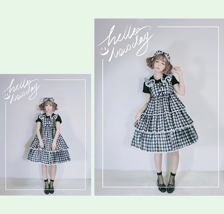 Sakurada Fawn - Plus Size Lolita Jumper Dress Plaid - Sweet JSK JSK Dress