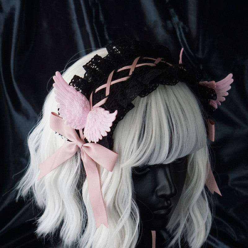 Strange Sugar - Black Wings Halloween Goth Lolita - Hairband Headwear