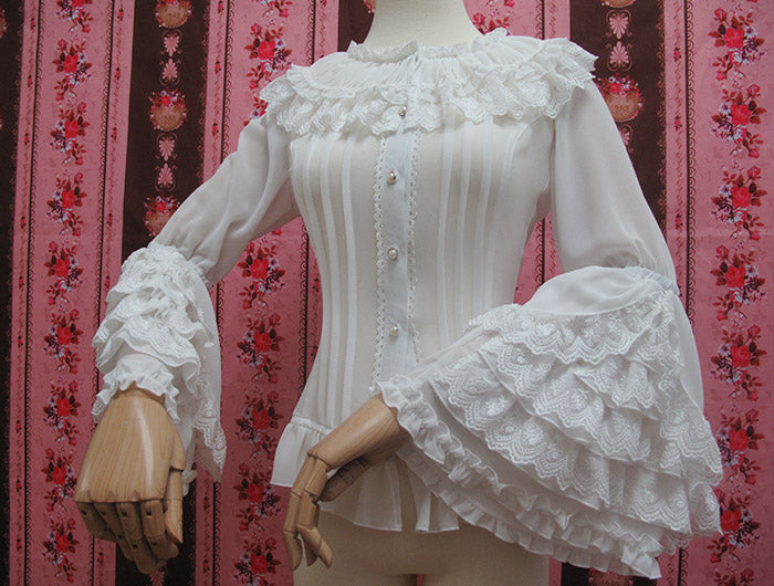 Yilia - Retro Princess Long Sleeve Lolita - Blouse Innerwear