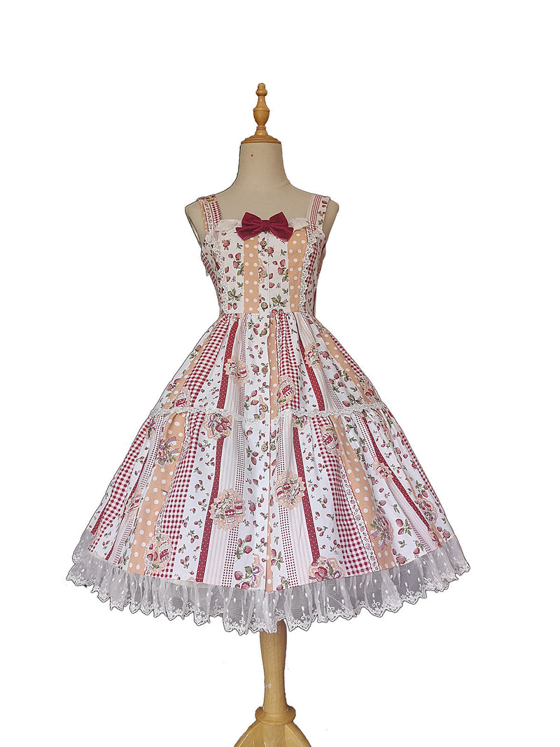 Strawberry Plaid - Sweet Lolita JSK Dress S pink