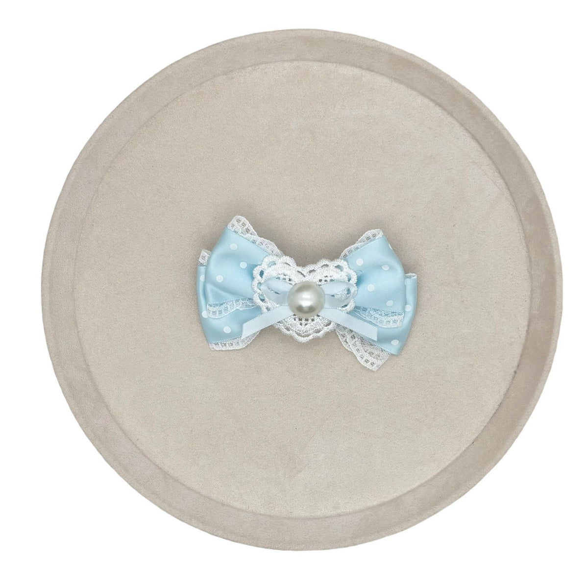 Handmade - Sweetheart Polka Dot - Crystal Lace Bow Brooch - detail view 2